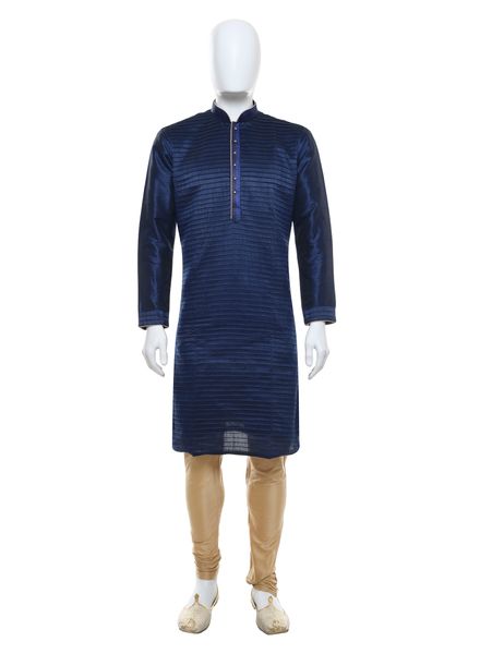 Kurta Pajama Silk Blend Party Wear Regular Fit Stand Collar Full Sleeves Self Regular Westley Churidar Pajama None